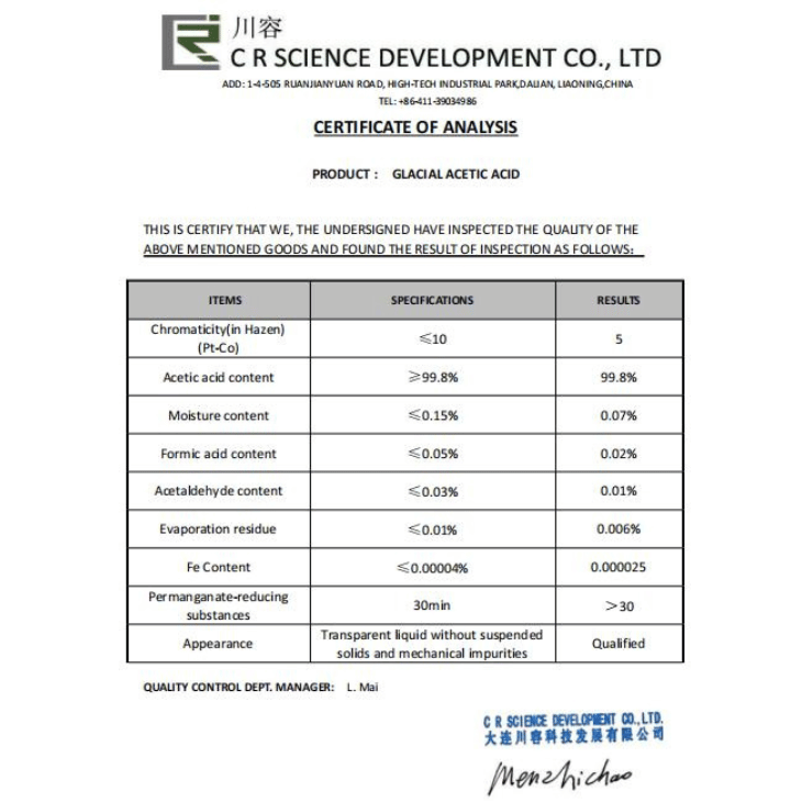 Glacial Acetic Acid PH